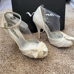 White bridal heels
